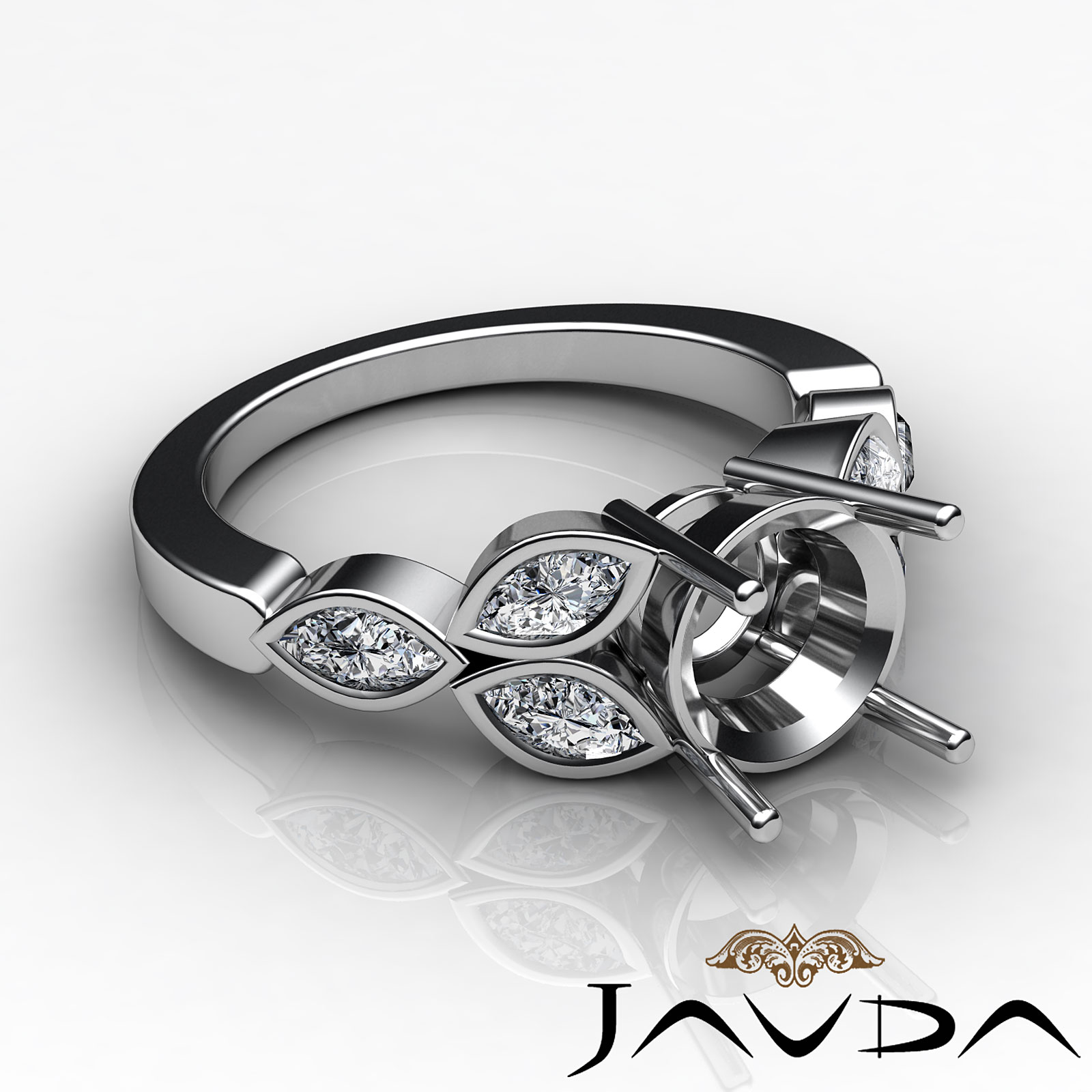 1 Ct Marquise Diamond Engagement Bezel Setting Ring 14k Wh Gold Round