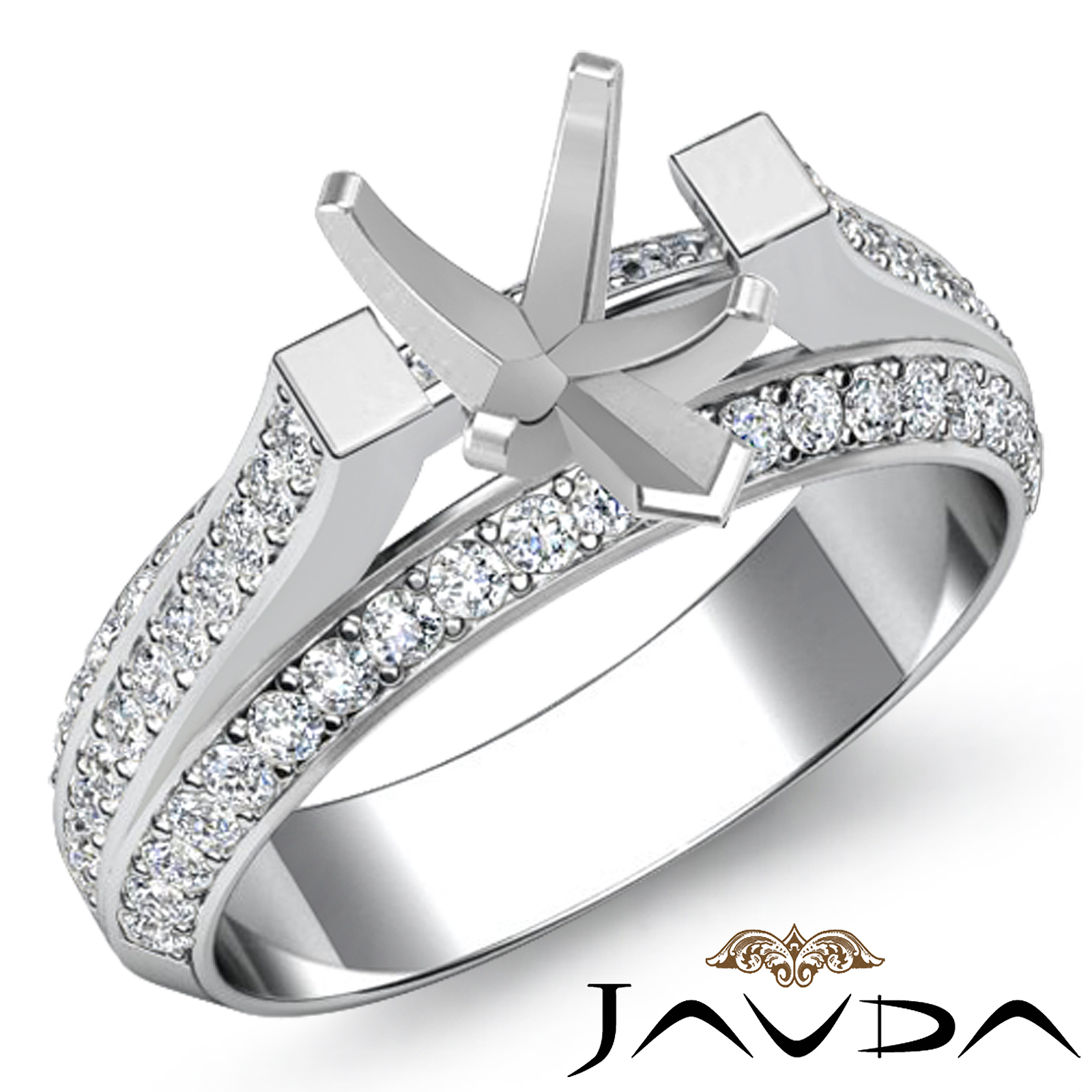 1.40 Ct Diamond Women Engagement Ring Setting 14k White gold Pear Semi