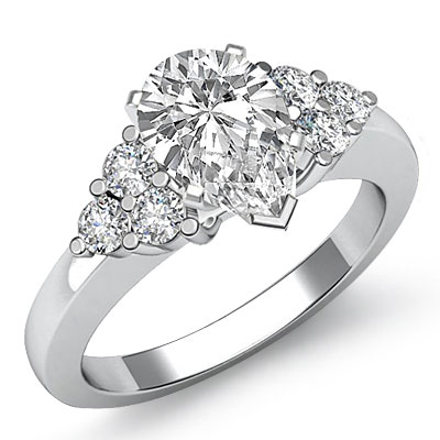 3 Stone Pear Diamond Classic Prong Set Engagement Ring GIA G VS2 ...