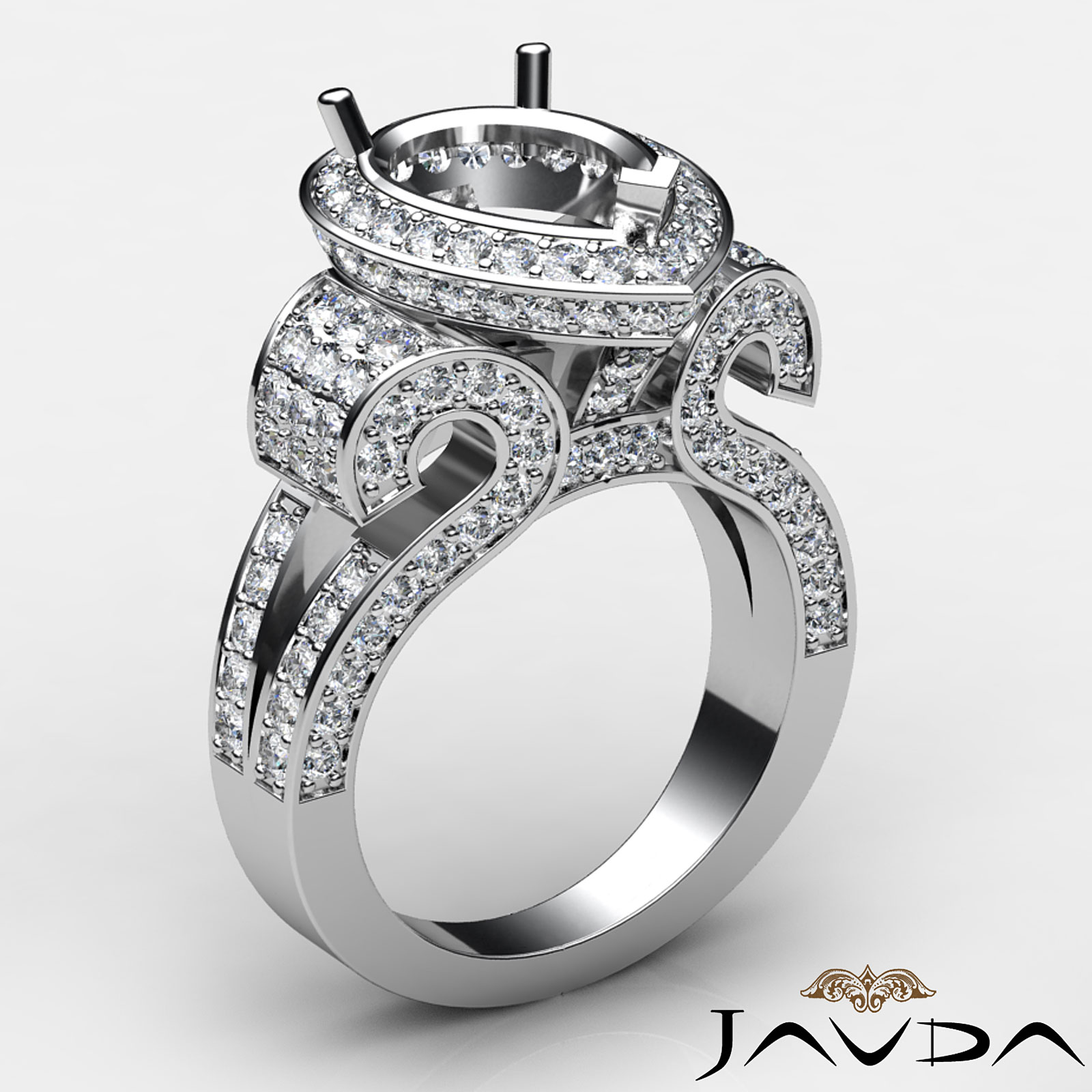 Diamond Engagement Ring Antique & Vintage Pear Semi Mount Halo Setting