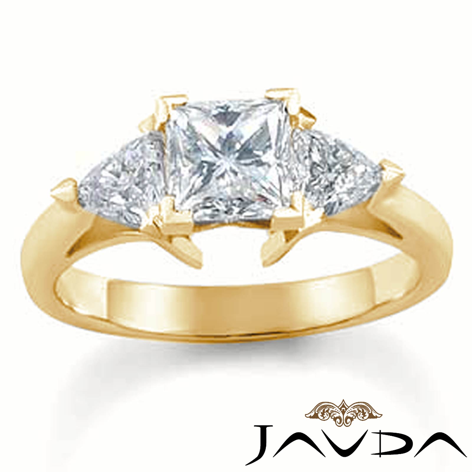 Princess Trillion Diamond Engagement Ring Three 3 Stone Setting 18k