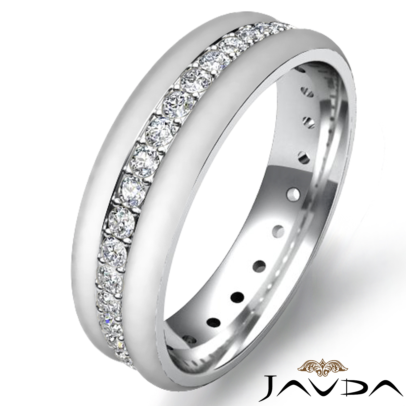 14k White Gold Pave Set Diamond Eternity Men's Wedding Band 0.75 Ct. T.W.