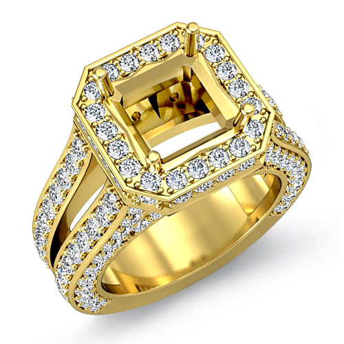 Diamond Engagement Ring Princess Semi Mount Halo Setting 14k Gold (2 ...
