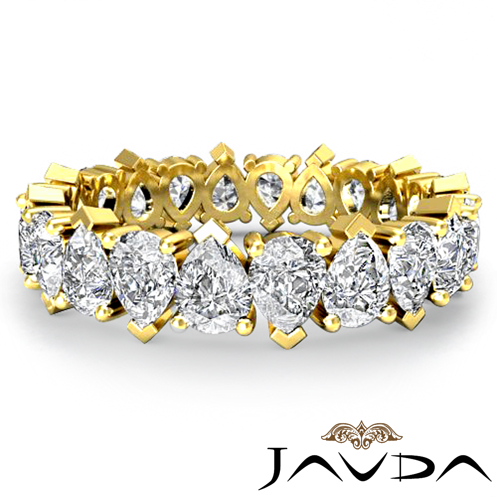Pear Diamond Prong Set Eternity Women's Wedding Band Ring 18k Gold (5.5Ct. tw.)
