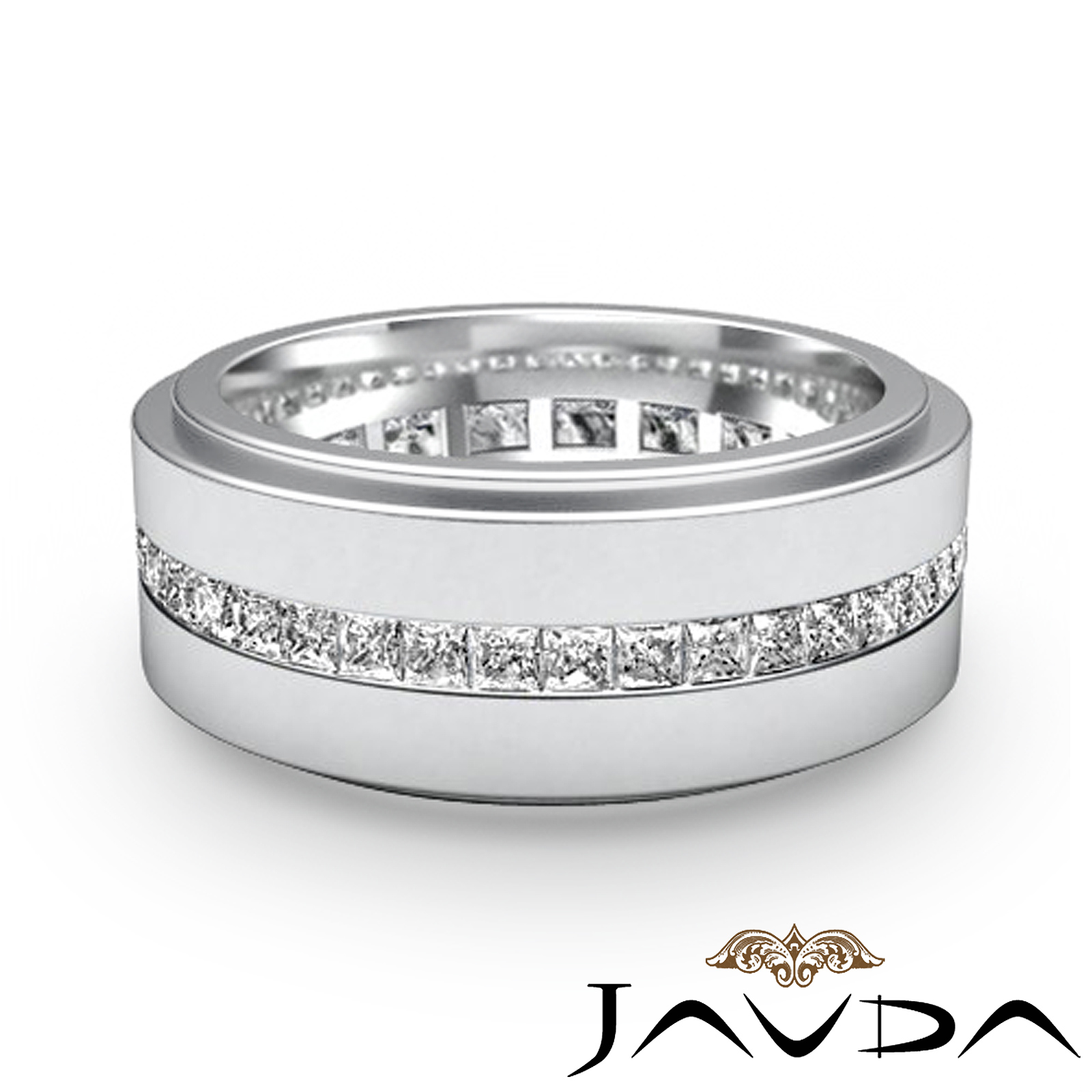 1.70 Ct Channel Princess Diamond Eternity Men's Wedding Band in 14k
