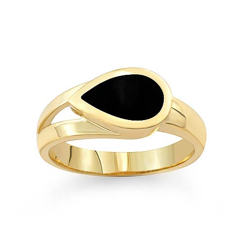High Quality 14k Yellow Gold Black Onyx Ladies' Ring