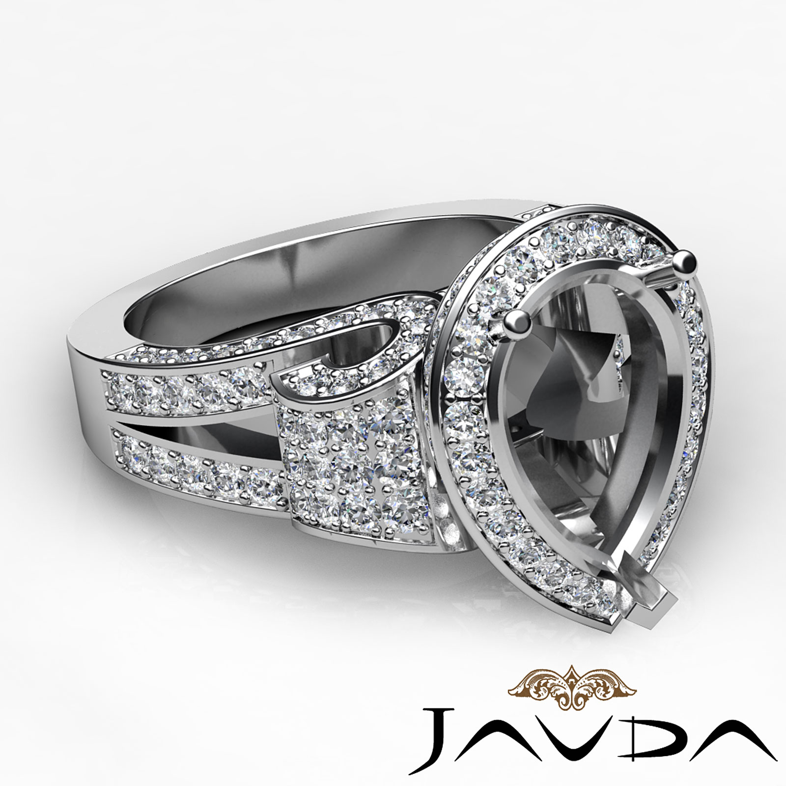 Diamond Engagement Ring Antique & Vintage Pear Semi Mount Halo Setting