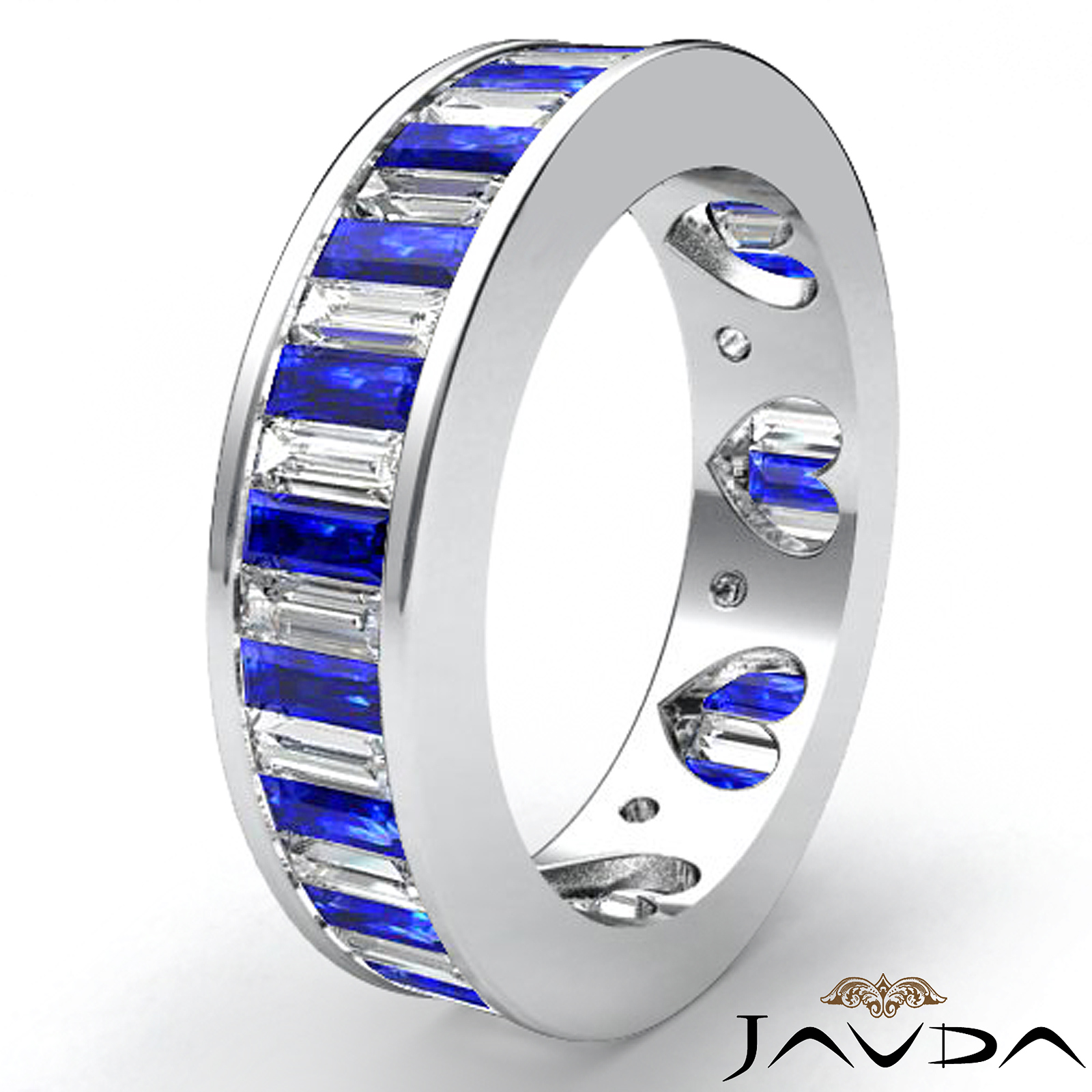 Details about   2ct Baguette Cut Blue Sapphire Wedding Band Ring Eternity 14k White Gold Finish