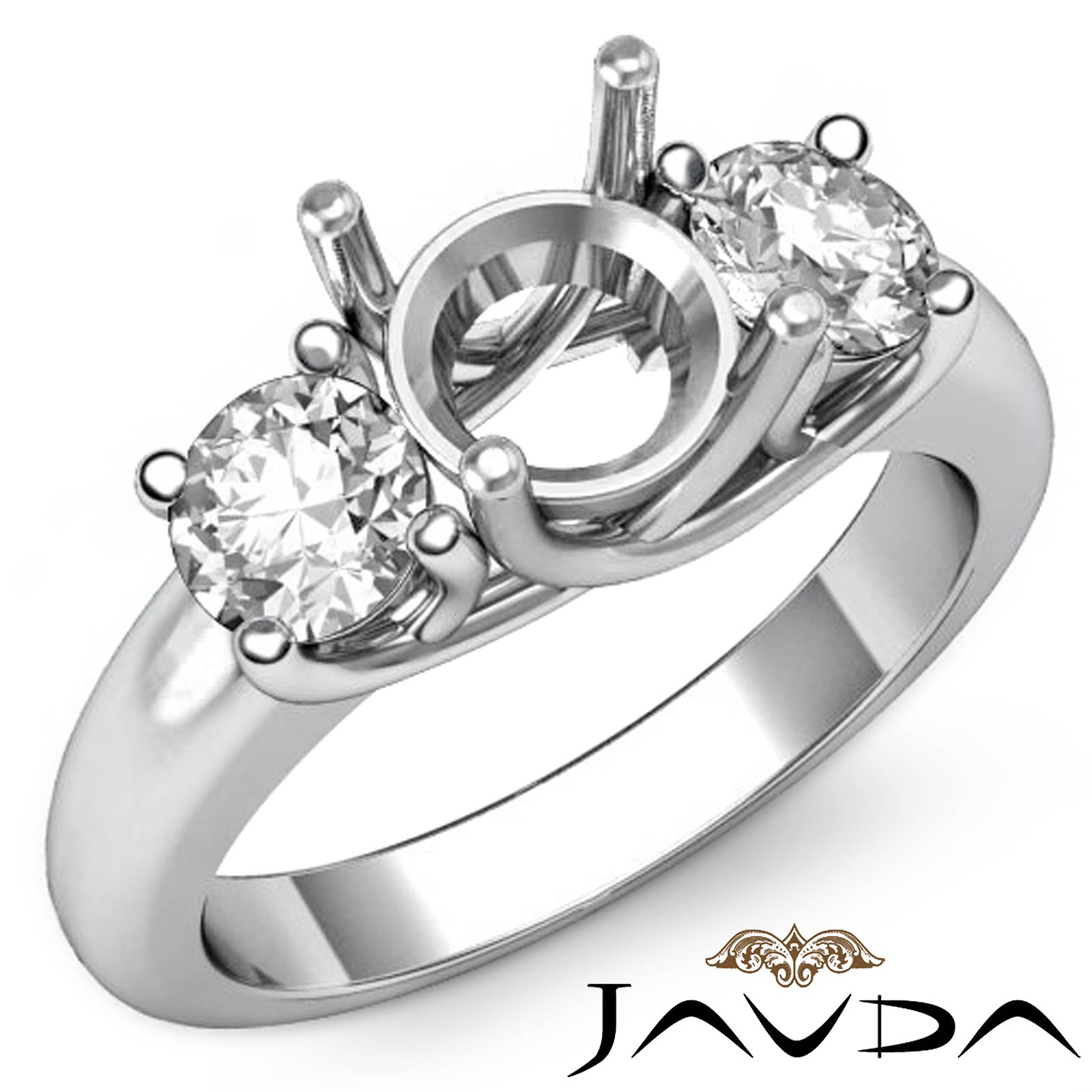2.50 Ct Engagement Wedding 3-Stone Ring Real 14K White Gold Diamond Simulation 