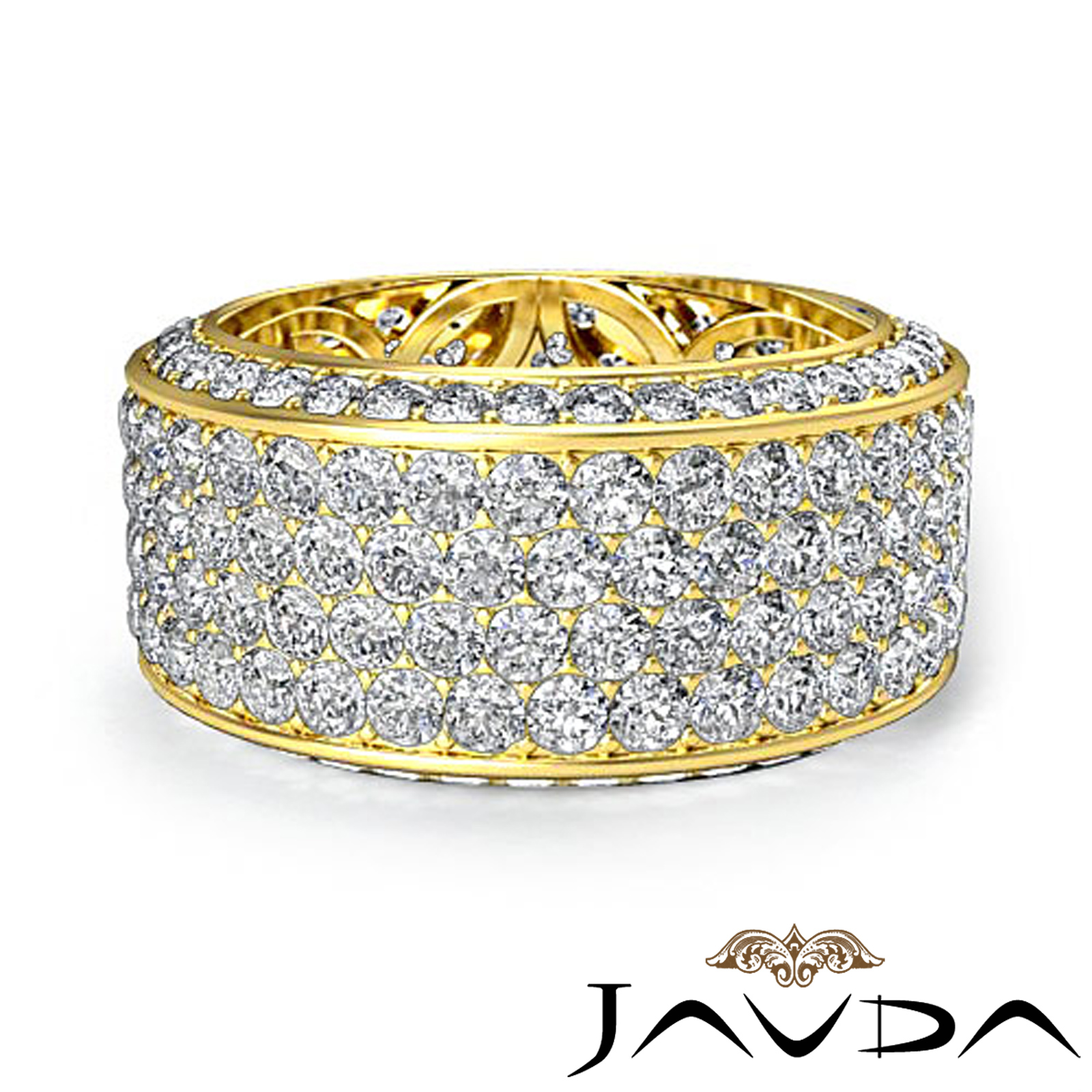 10mm Womens Eternity Pave Diamond Wedding Anniversary Band 18k Gold (3