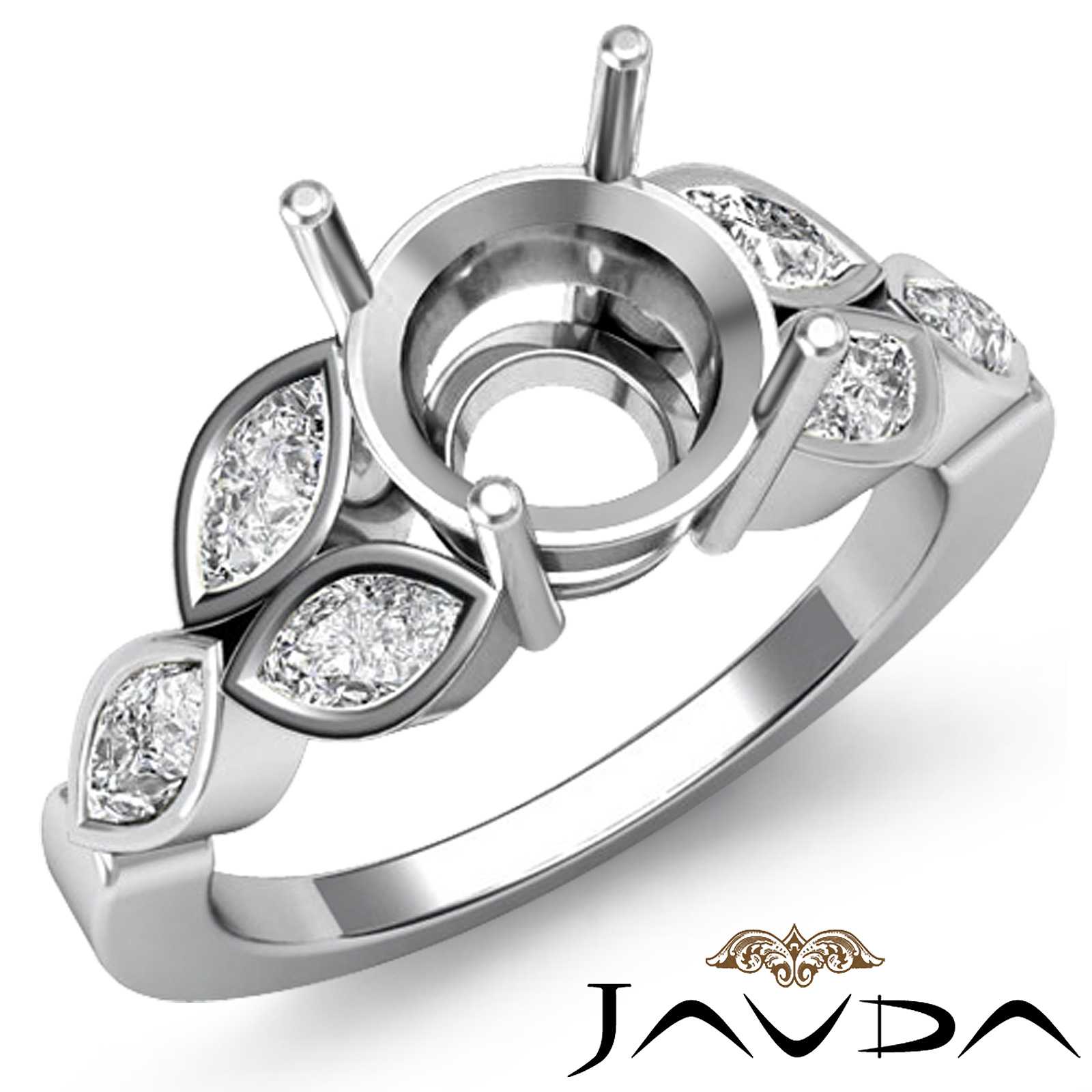 1 Ct Marquise Diamond Engagement Bezel Setting Ring 14k Wh Gold Round