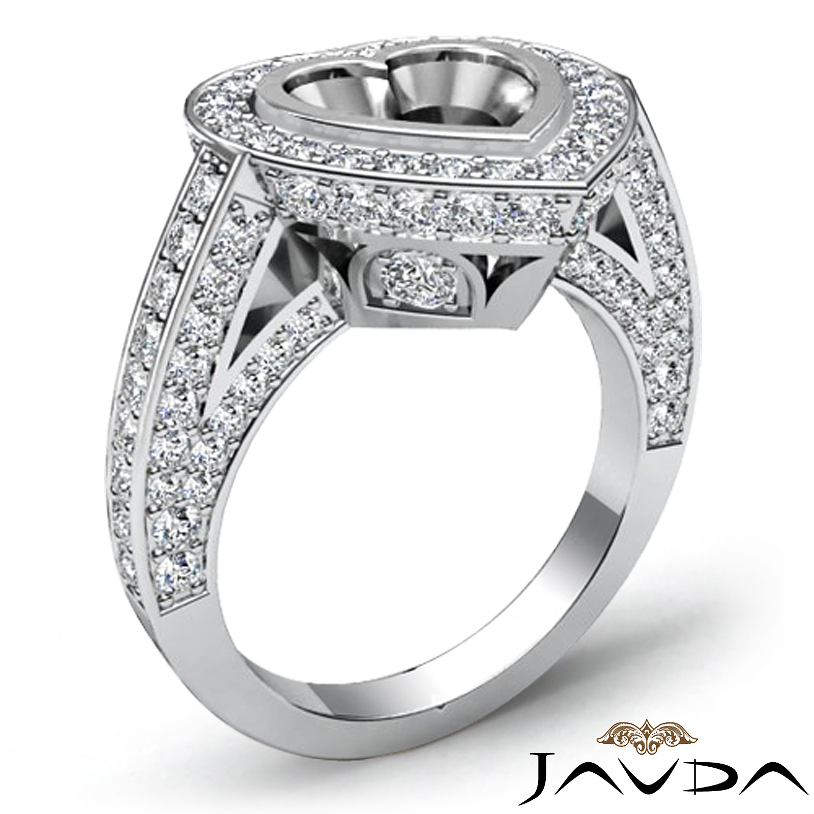 2.15CT Heart Diamond Engagement Ring Vintage Setting 14k Gold