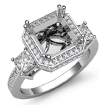 Round Princess Diamond 3 Stone Engagement Ring Setting Platinum 950 Semi Mount 0.75Ct - javda.com 