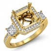 Round Princess Diamond 3 Stone Engagement Ring Setting 18k Yellow Gold Semi Mount 1.15Ct - javda.com 