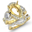 Diamond Engagement 3 Stone Ring Pear Semi Mount Bridal Set 18k Yellow Gold 2.88Ct - javda.com 