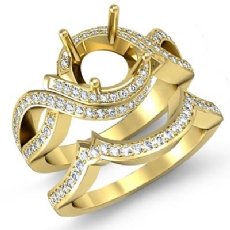 Diamond Bridal Set Curve Shank Ring Round Semi Mount 14k Gold Yellow (1.5Ct. tw.)