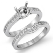 0.55Ct Diamond Bridal Setting Engagement Pave Ring Round Semi Mount 18k White Gold - javda.com 