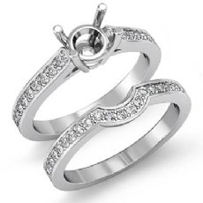 0.55Ct Diamond Bridal Setting Engagement Pave Ring Round Semi Mount 14K Wh Gold