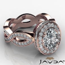 Halo Pave Set Infinity Shank diamond Ring 14k Rose Gold