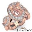 Oval Semi Mount Diamond Engagement Ring Halo Pave Setting 18k Rose Gold 1.3Ct - javda.com 