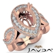 Diamond Engagement Ring Pear Semi Mount Halo Pave Setting 14k Rose Gold 1.3Ct - javda.com 