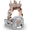 Cushion Semi Mount Diamond Engagement Ring 18k Rose Gold Halo Pave Set 1.3Ct - javda.com 