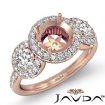 Round Diamond Engagement Ring 3 Stone Pave Semi Mount 18k Rose Gold Setting 0.85Ct - javda.com 