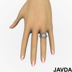 French Pave Halo Split Shank diamond Ring 14k Gold White