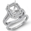 Emerald Diamond Semi Mount Engagement Wedding Ring Bridal Set 14k White Gold 2.1Ct - javda.com 