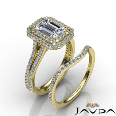 Gala Halo Pave Set Bridal diamond  14k Gold Yellow