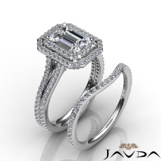 Gala Halo Pave Set Bridal diamond  18k Gold White