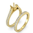0.57Ct Pave Princess Diamond Engagement Bridal Ring Set 14k Yellow Gold Semi Mount - javda.com 