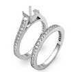 0.85Ct Pave Princess Diamond Engagement Bridal Ring Set 14k White Gold Semi Mount - javda.com 