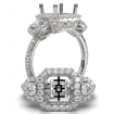 Three Stone Halo U Cut Pave Asscher Semi Mount Engagement Ring 14k Gold 0.98Ct