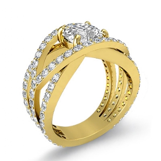 1.2Ct Diamond Engagement Ring Round Semi Mount Halo Pave Setting Gold Y18k