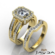 Split Shank Halo Bridal Set diamond Ring 18k Gold Yellow