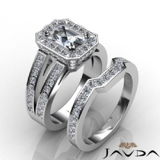 Split Shank Halo Bridal Set diamond Ring 18k Gold White