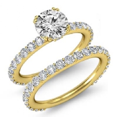 Prong Bridal Set Sidestone diamond Ring 14k Gold Yellow