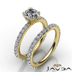 Prong Bridal Set Sidestone diamond Ring 18k Gold Yellow