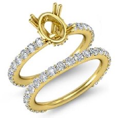 Diamond Engagement Half Eternity Ring Oval Bridal Settings 18k Gold Yellow (1.5Ct. tw.)