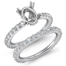 1.5 Ct Diamond Engagement Half Eternity Ring Oval Bridal Settings 14K White Gold