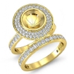 1.28Ct Diamond Engagement Ring Round Pave Bridal Sets 18k Yellow Gold Semi Mount - javda.com 