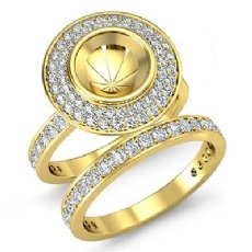 Diamond Engagement Ring Round Pave Bridal Sets 18k Gold Yellow Semi Mount (1.28Ct. tw.)