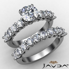 Classic Shared Prong Diamond Engagement Bridal Set Ring 14k White Gold 1.48Ct