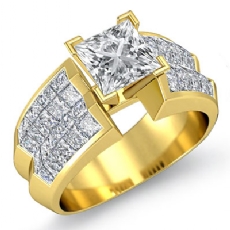 Classic Side Stone Invisible diamond Ring 18k Gold Yellow