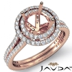 1.55Ct Round Diamond Engagement Ring Semi Mount Halo 14k Rose Gold - javda.com 