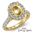 Diamond Engagement Ring 14k Yellow Gold Oval Semi Mount Halo Pave Setting 1.5Ct - javda.com 