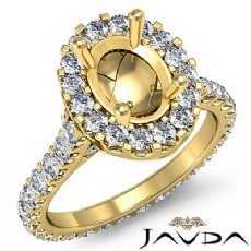 Diamond Engagement Ring 14k Gold Yellow Oval Semi Mount Halo Pave Setting  (1.5Ct. tw.)