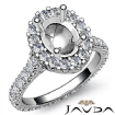 Diamond Engagement Ring 18k White Gold Oval Semi Mount Halo Pave Setting 1.5Ct - javda.com 