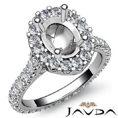 Diamond Engagement Ring 14k White Gold Oval Semi Mount Halo Pave Setting 1.5Ct